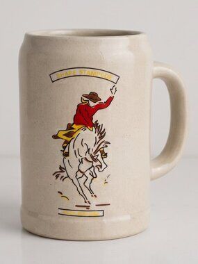 Vintage GERZ Shape Stampede Cowboy .5L Stoneware Beer Stein W Germany 5.25”